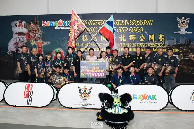 China Troupe Wins Sarawak Open Lion Dance High Pole Title 2026 3 High Pole Southern Lion Dance category at the Sarawak Open International Dragon and Lion Dance 2026