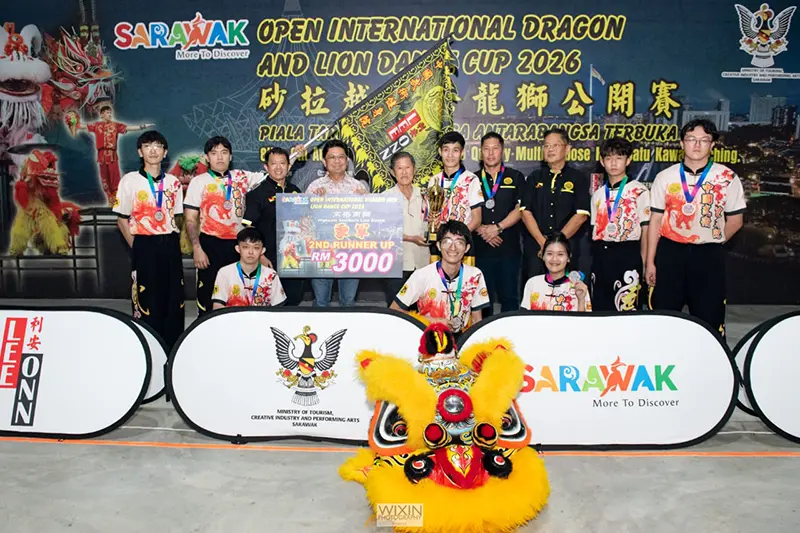 China Troupe Wins Sarawak Open Lion Dance High Pole Title 2026 4 High Pole Southern Lion Dance category at the Sarawak Open International Dragon and Lion Dance 2026
