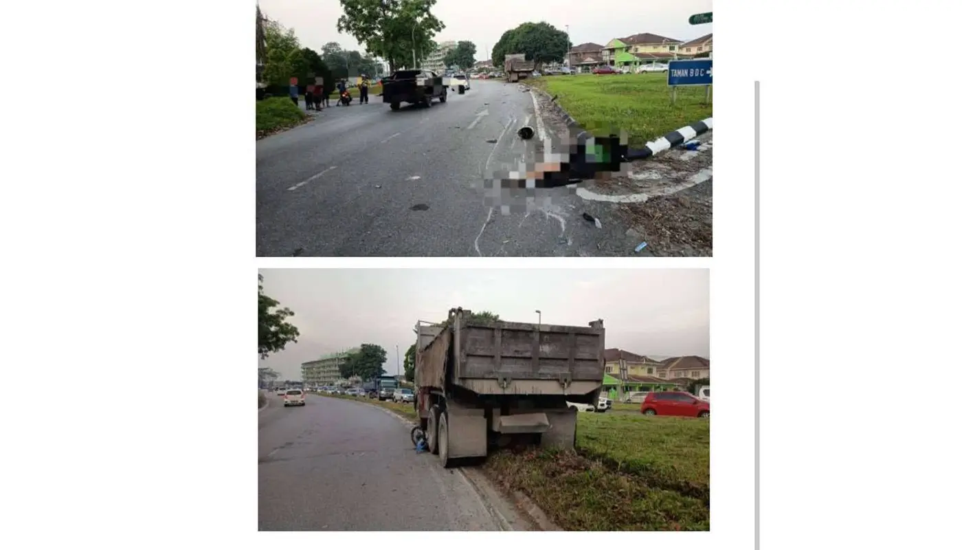 Kuching Motorcyclist Dies After Collision With Truck at Roundabout