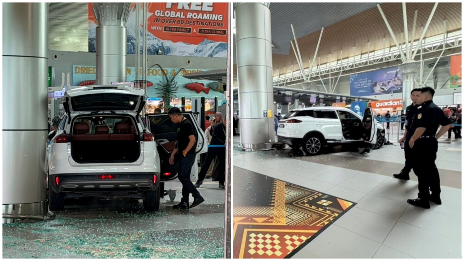 SUV Crashes Into KKIA Terminal Entrance, Woman Injured 1 SUV Crashes Into KKIA Terminal Entrance, Woman Injured